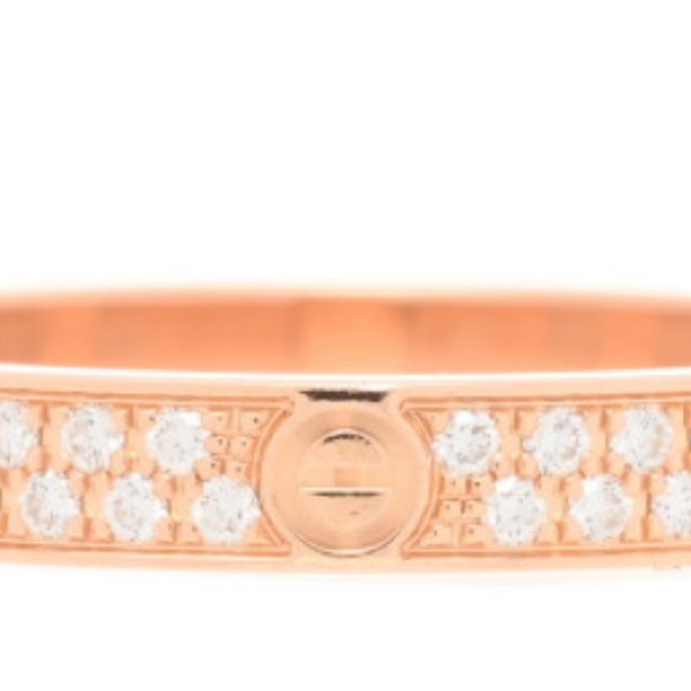 🎄🎄SOLD!!🎄🎄CARTIER 18K Pink Gold Diamond 2.6mm LOVE Paved Band Ring 49 4.75